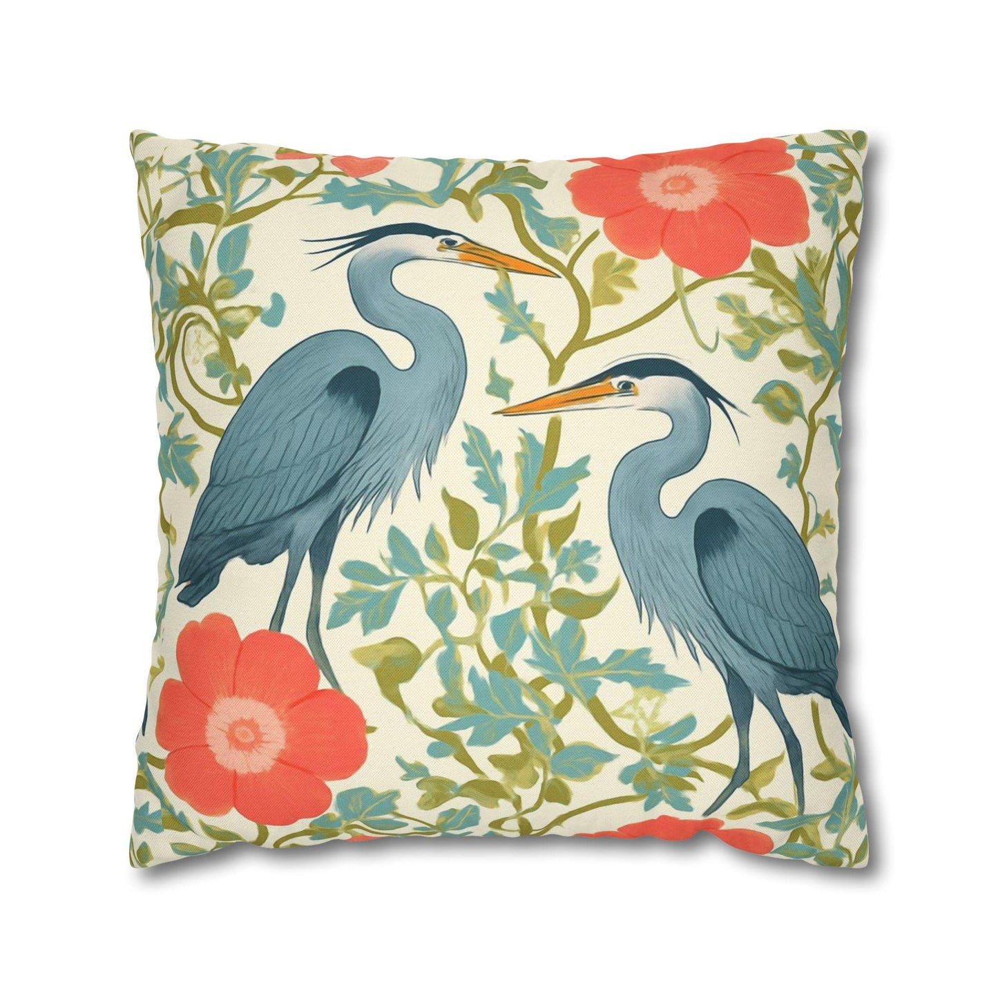 Blue Heron Pillowcase or Pillow, Coastal Heron Throw Pillow, Nature Inspired Pillows, Throw Pillow for Couch